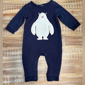 Baby Gap Snow Monster Romper Baby Outfit Yeti Blue White Size 6-12 Months